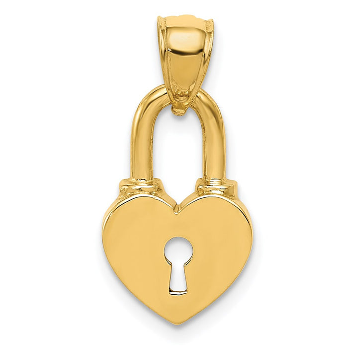 Million Charms 14K Yellow Gold Themed Polished Heart Lock Charm