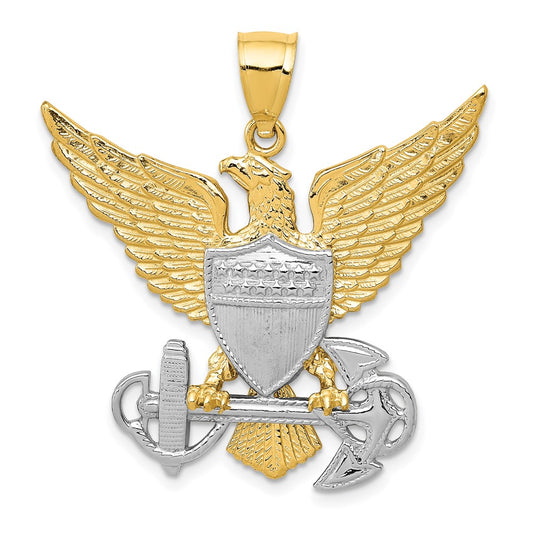 Million Charms 14K Two-Tone Us Navy Eagle Pendant