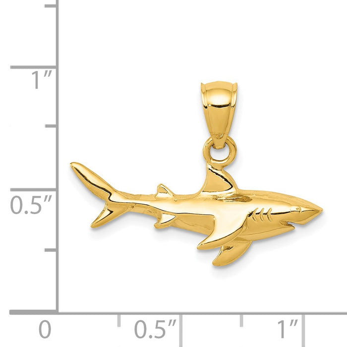 Million Charms 14K Yellow Gold Themed Shark Pendant