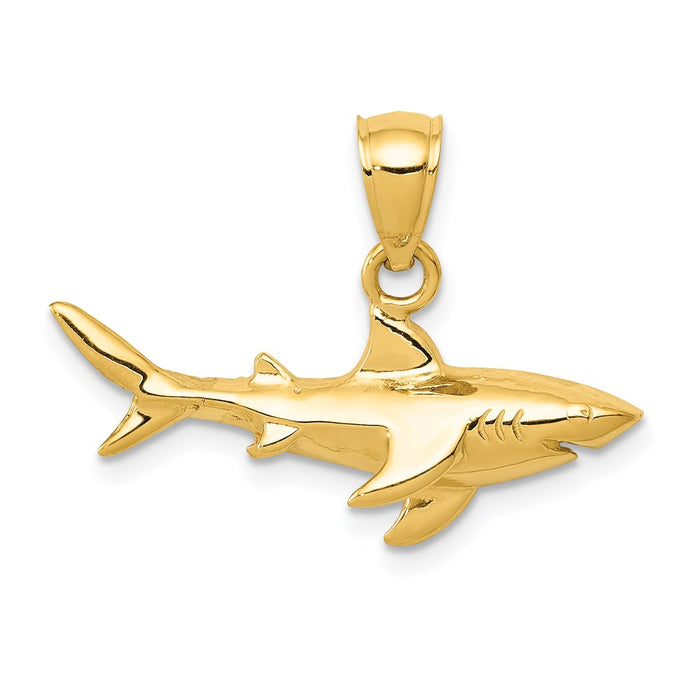Million Charms 14K Yellow Gold Themed Shark Pendant