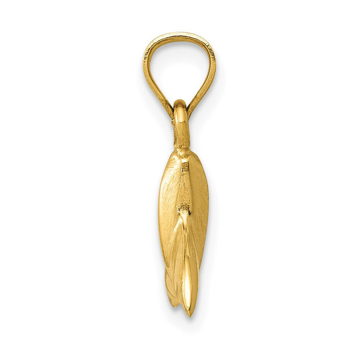 Million Charms 14K Yellow Gold Themed Whale Tail Pendant