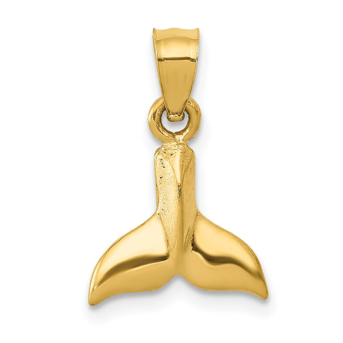 Million Charms 14K Yellow Gold Themed Whale Tail Pendant