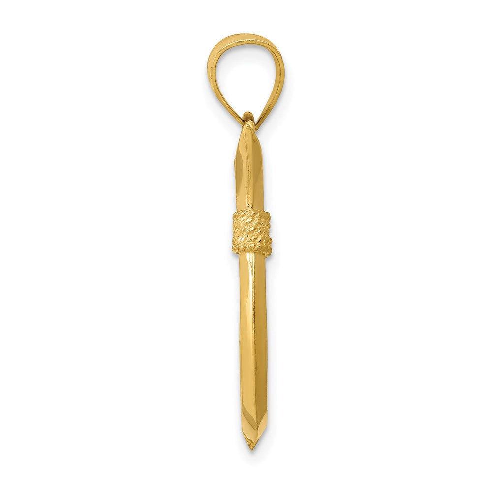 Million Charms 14K Yellow Gold Themed Whale Tail Hook Pendant