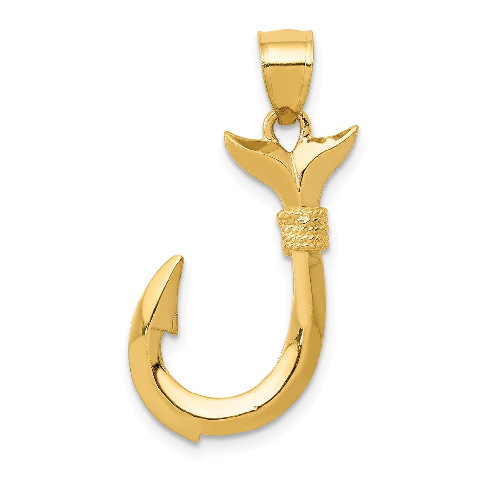 Million Charms 14K Yellow Gold Themed Whale Tail Hook Pendant