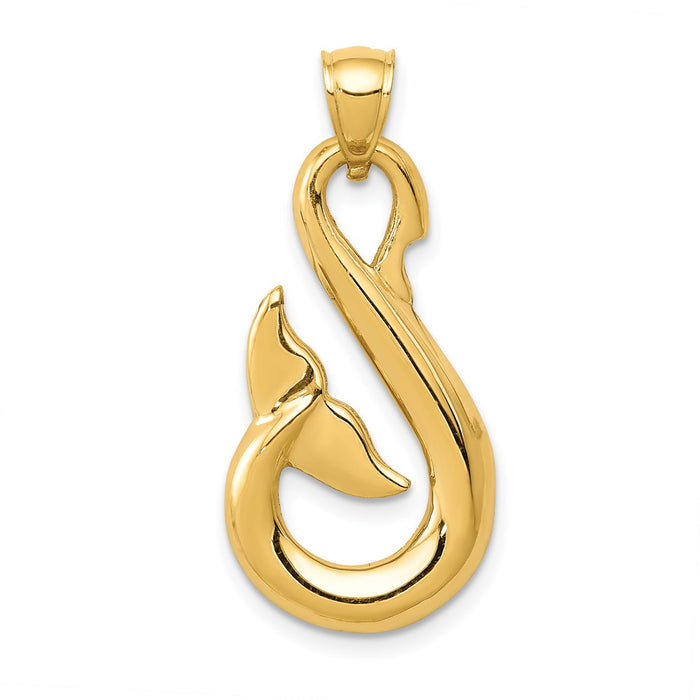 Million Charms 14K Yellow Gold Themed Whale Tail Pendant