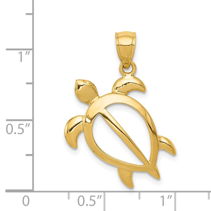 Million Charms 14K Yellow Gold Themed Open Turtle Pendant