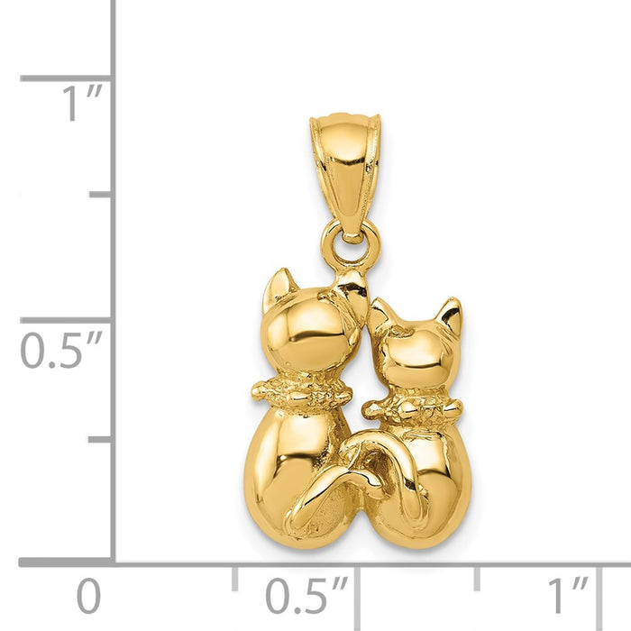 Million Charms 14K Yellow Gold Themed Cat Pendant