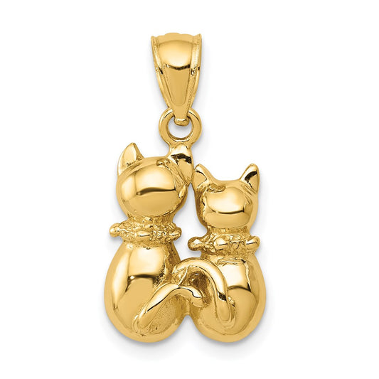 Million Charms 14K Yellow Gold Themed Cat Pendant