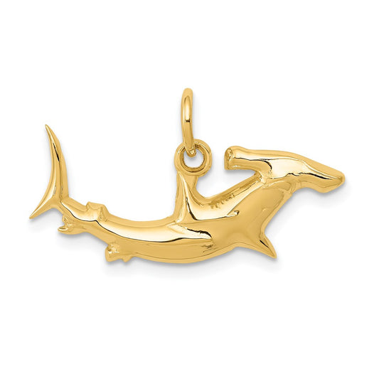Million Charms 14K Yellow Gold Themed Hammerhead Shark Charm
