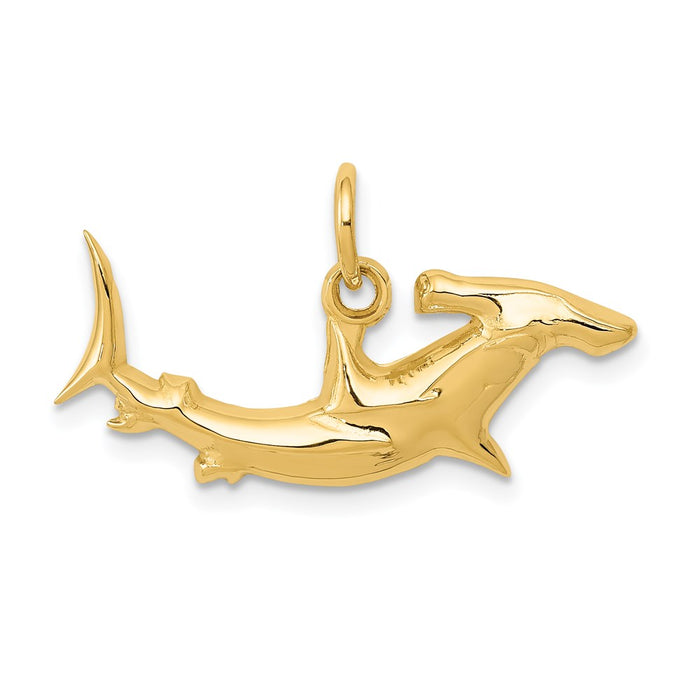 Million Charms 14K Yellow Gold Themed Hammerhead Shark Charm
