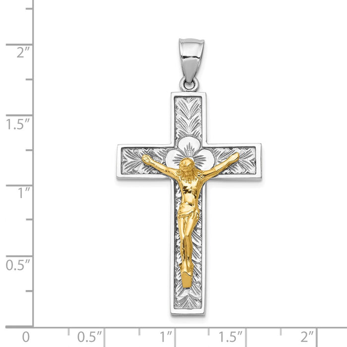 Million Charms 14K Two-Tone Relgious Crucifix Pendant