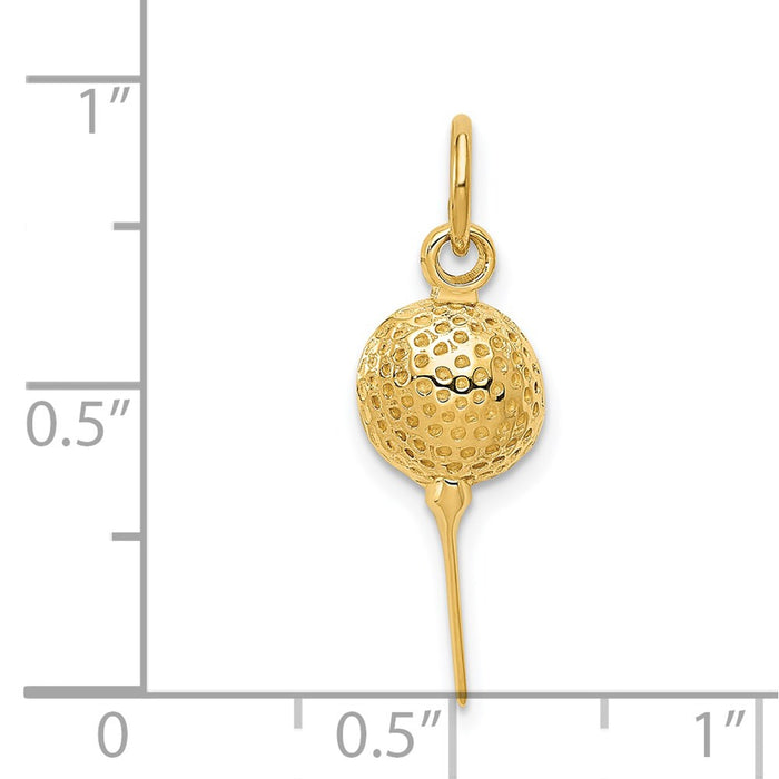 Million Charms 14K Yellow Gold Themed Sports Golf Ball Charm