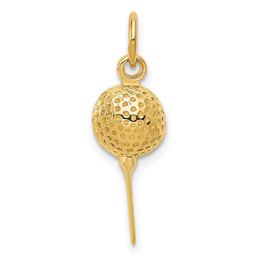 Million Charms 14K Yellow Gold Themed Sports Golf Ball Charm