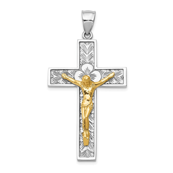 Million Charms 14K Two-Tone Relgious Crucifix Pendant