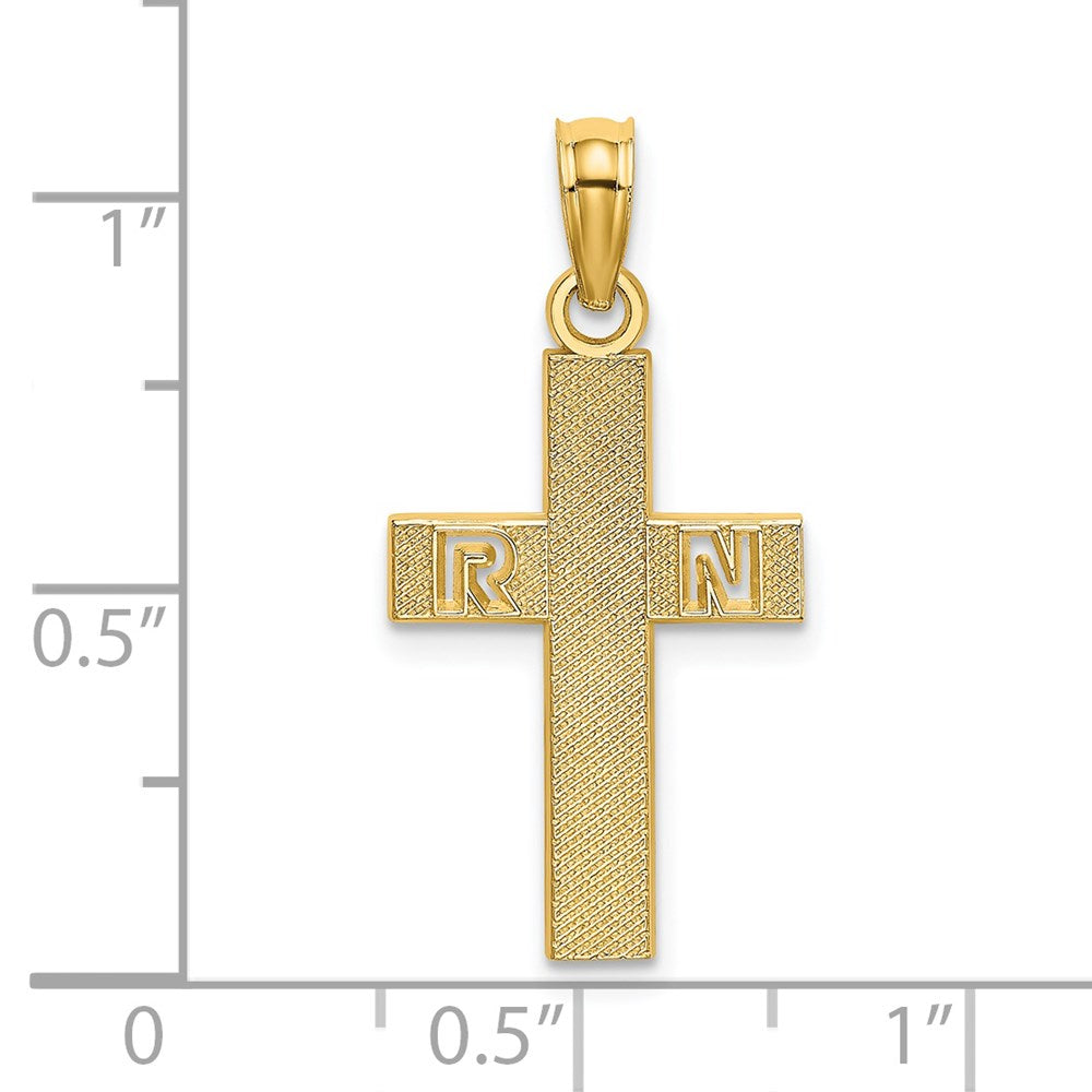 Million Charms 14K Yellow Gold Themed RN (Registered Nurse) Relgious Cross Charm