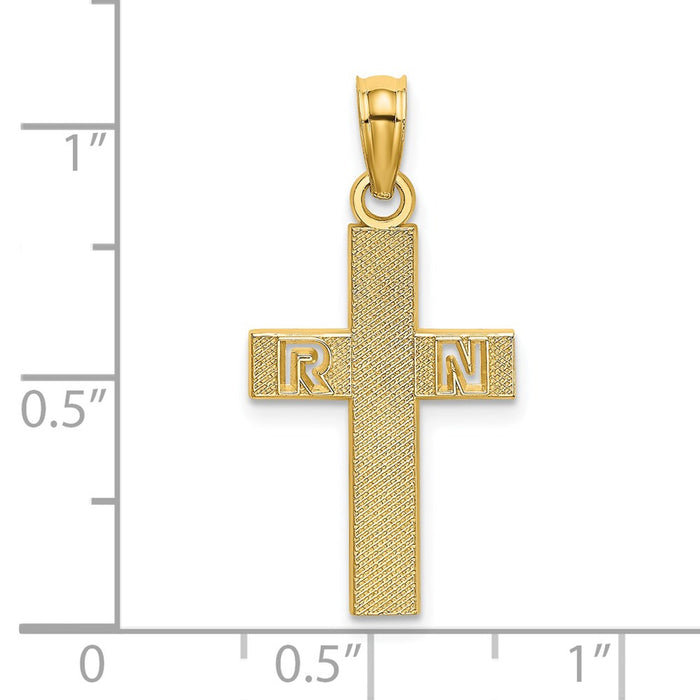 Million Charms 14K Yellow Gold Themed RN (Registered Nurse) Relgious Cross Charm