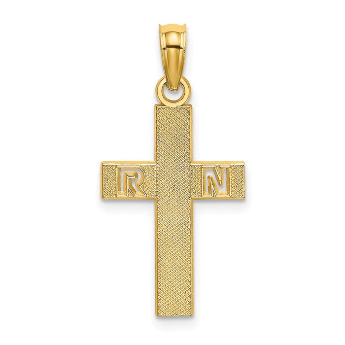 Million Charms 14K Yellow Gold Themed RN (Registered Nurse) Relgious Cross Charm