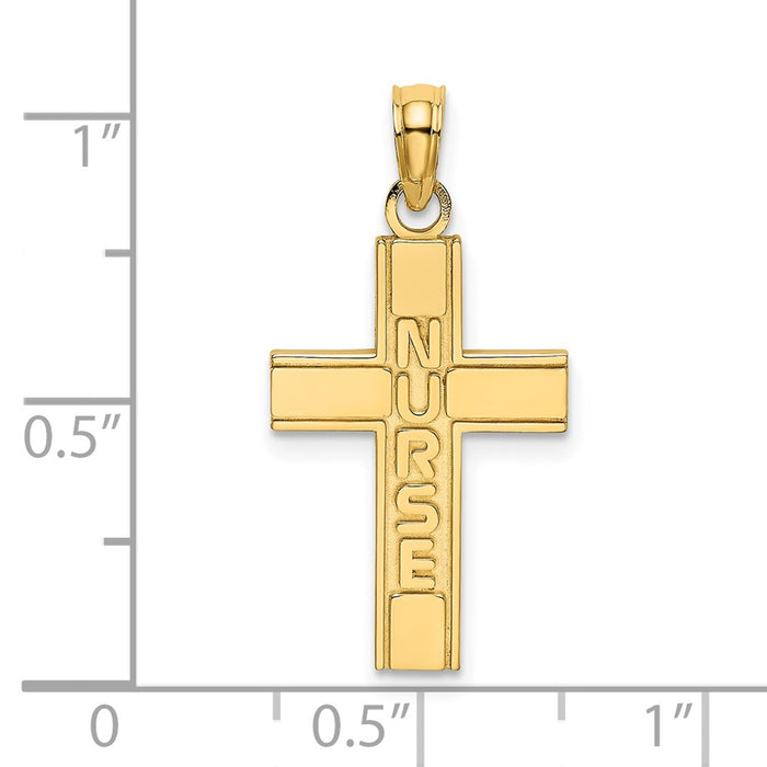 Million Charms 14K Yellow Gold Themed Nurse Relgious Cross Charm