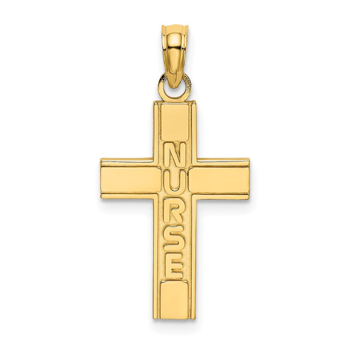 Million Charms 14K Yellow Gold Themed Nurse Relgious Cross Charm