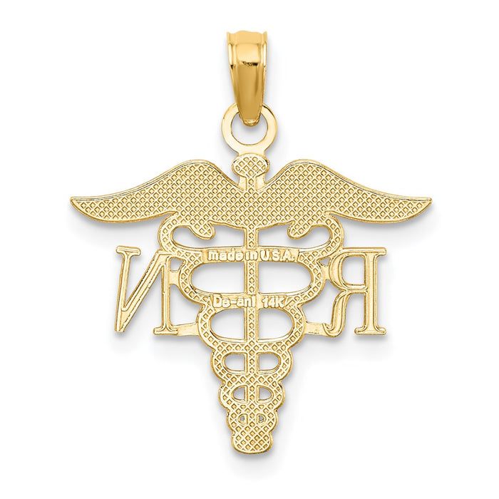 Million Charms 14K Yellow Gold Themed RN (Registered Nurse) Caduceus Charm