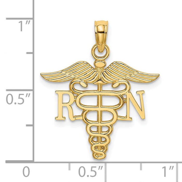 Million Charms 14K Yellow Gold Themed RN (Registered Nurse) Caduceus Charm