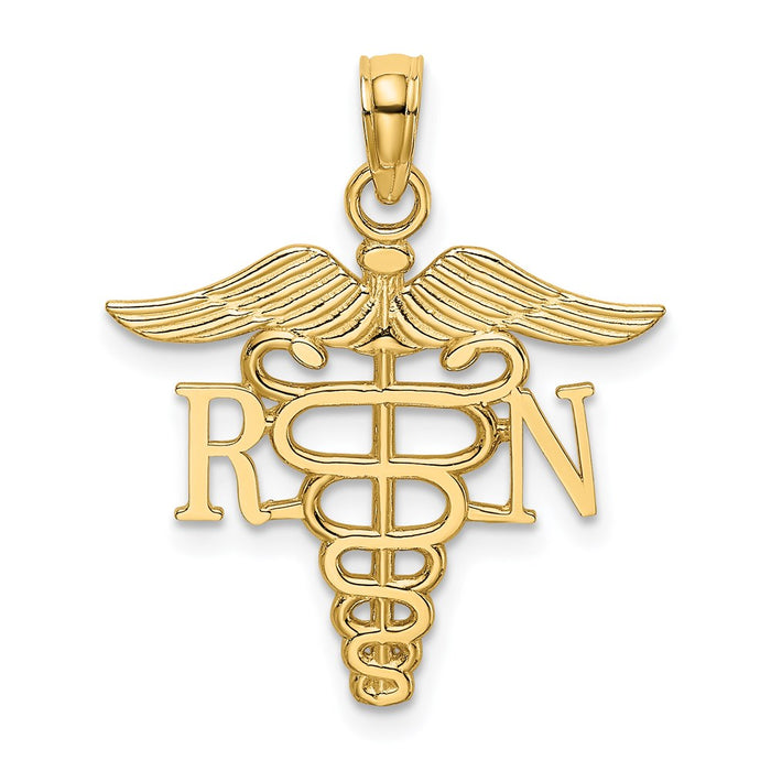 Million Charms 14K Yellow Gold Themed RN (Registered Nurse) Caduceus Charm