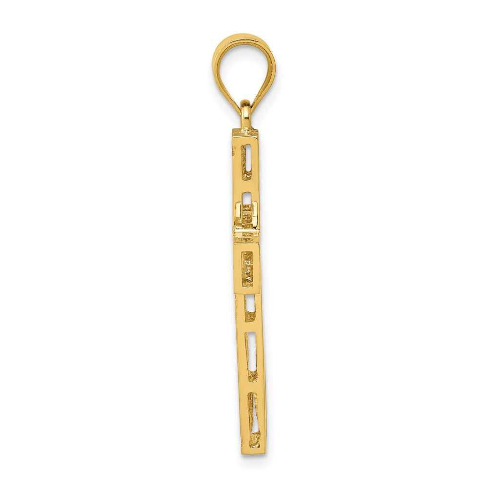 Million Charms 14K Yellow Gold Themed Greek Key Relgious Cross Pendant
