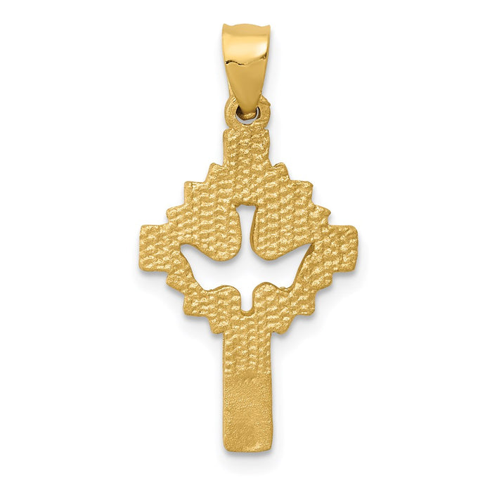 Million Charms 14K Yellow Gold Themed Dove Relgious Cross Charm