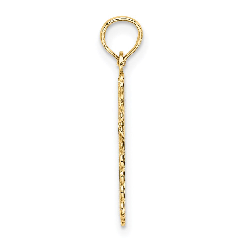 Million Charms 14K Yellow Gold Themed Budded Relgious Cross Charm