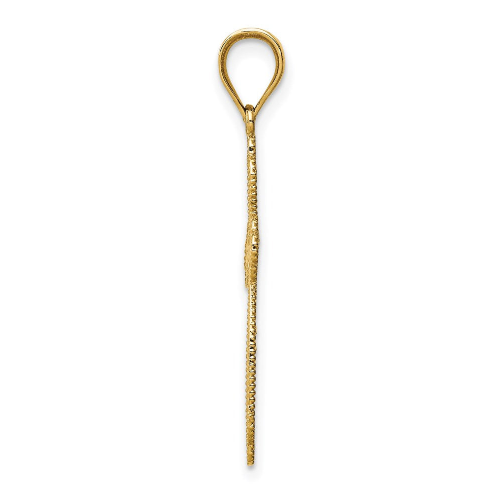 Million Charms 14K Yellow Gold Themed Budded Relgious Cross Pendant