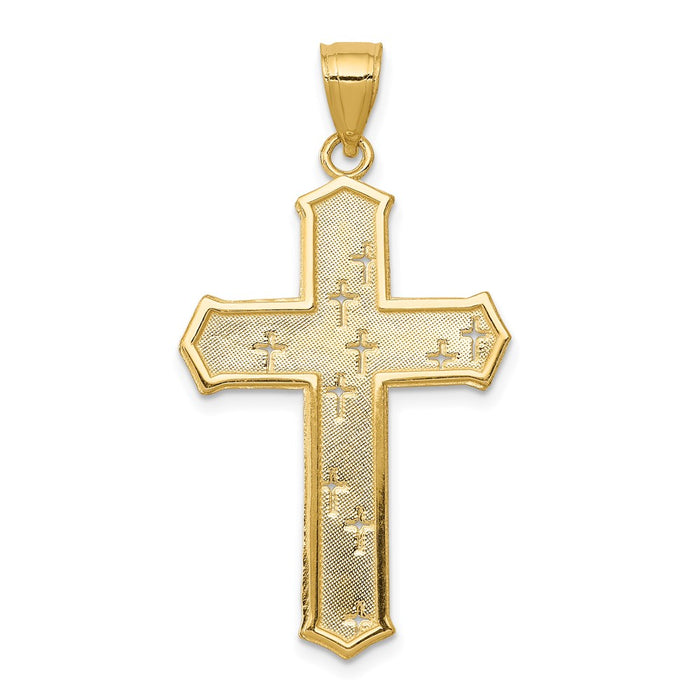 Million Charms 14K Yellow Gold Themed Passion Relgious Cross Pendant