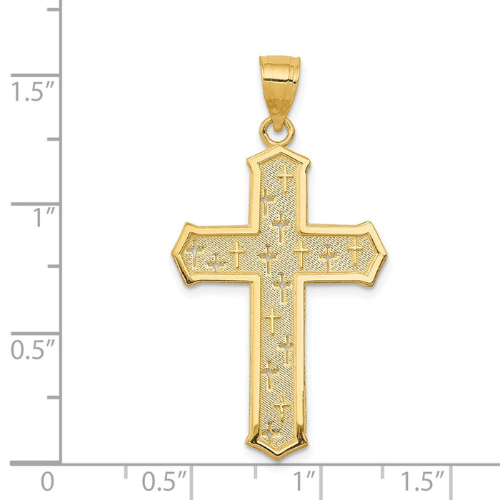 Million Charms 14K Yellow Gold Themed Passion Relgious Cross Pendant