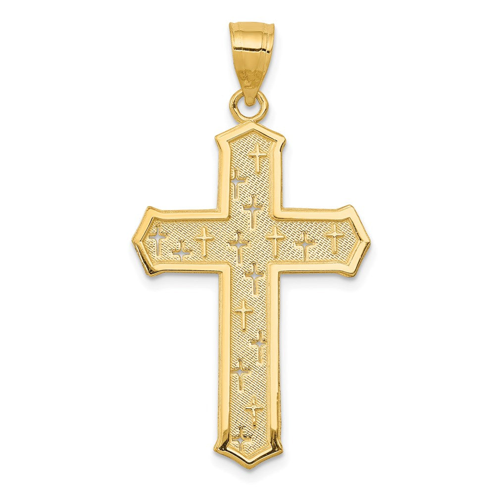 Million Charms 14K Yellow Gold Themed Passion Relgious Cross Pendant