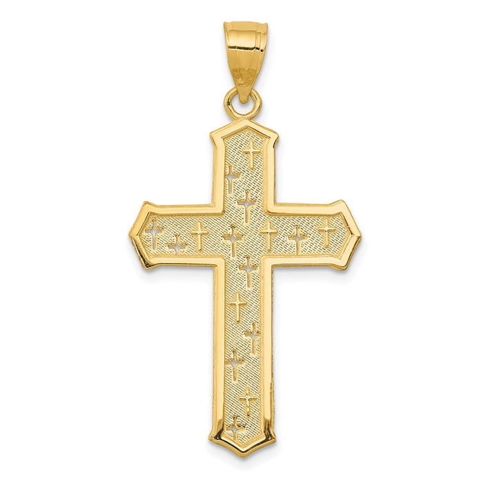 Million Charms 14K Yellow Gold Themed Passion Relgious Cross Pendant