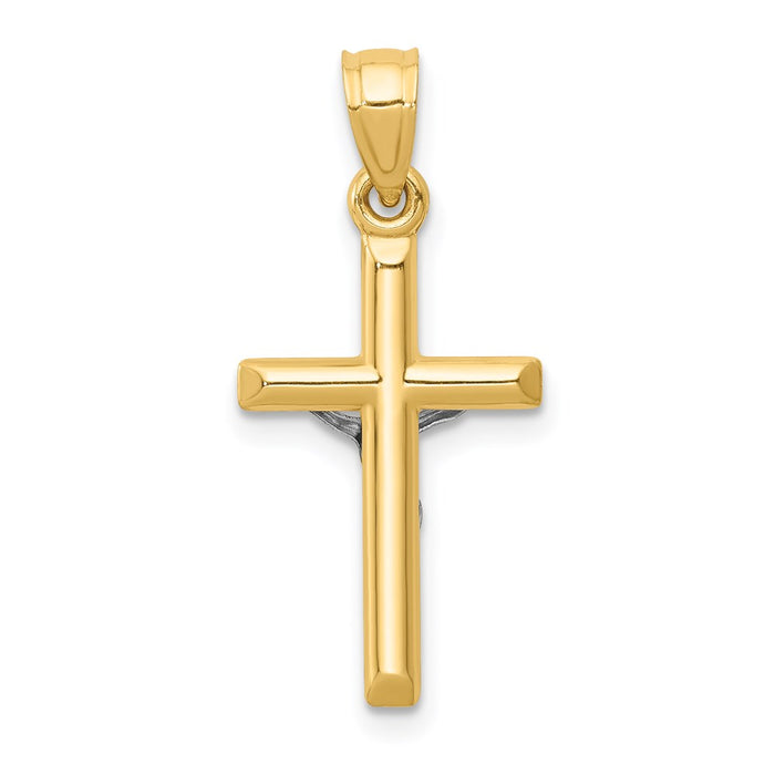 Million Charms 14K Two-Tone Hollow Relgious Crucifix Charm