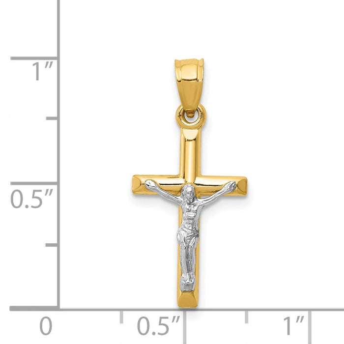 Million Charms 14K Two-Tone Hollow Relgious Crucifix Charm