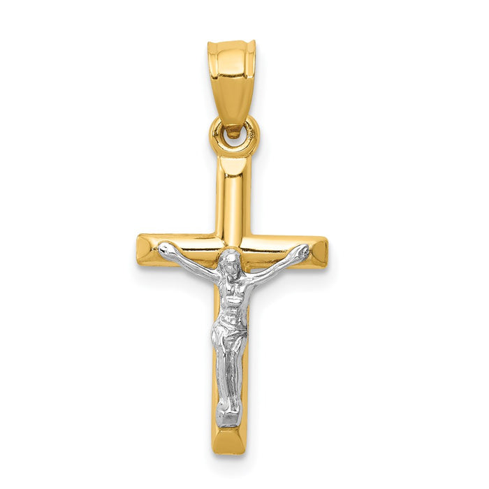 Million Charms 14K Two-Tone Hollow Relgious Crucifix Charm