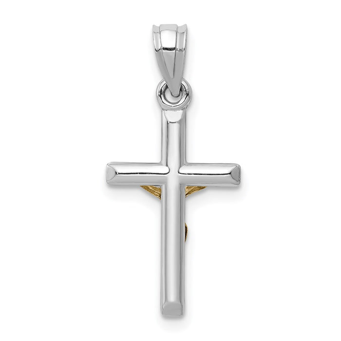 Million Charms 14K Two-Tone Hollow Relgious Crucifix Charm