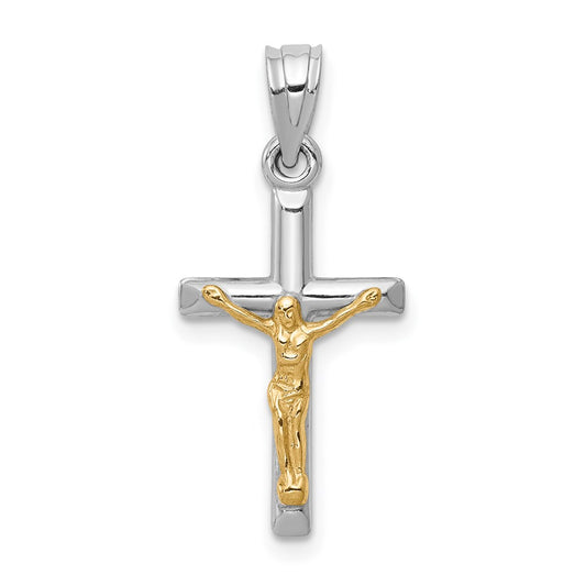 Million Charms 14K Two-Tone Hollow Relgious Crucifix Charm