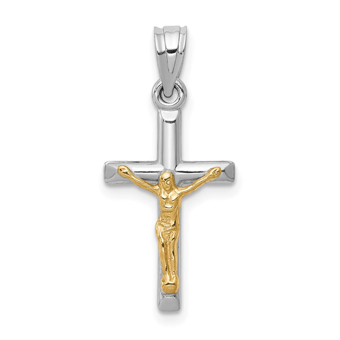 Million Charms 14K Two-Tone Hollow Relgious Crucifix Charm