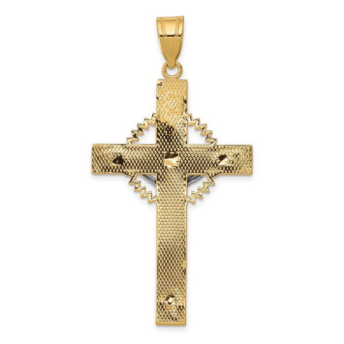 Million Charms 14K Two-Tone Diamond-Cut Relgious Crucifix Pendant