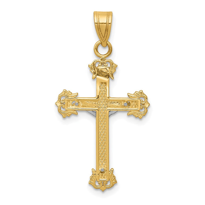 Million Charms 14K Two-Tone Diamond-Cut Relgious Crucifix Pendant