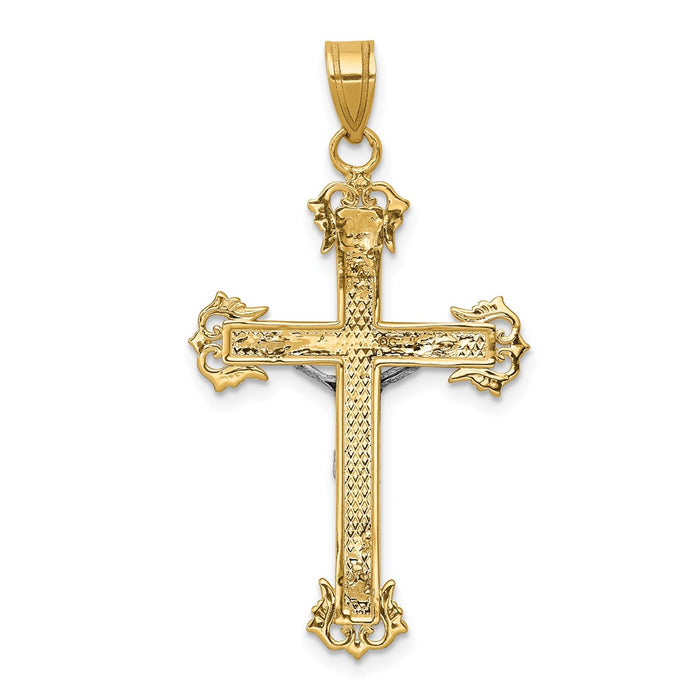 Million Charms 14K Two-Tone Diamond-Cut Relgious Crucifix Pendant