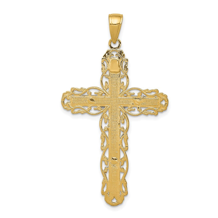 Million Charms 14K Yellow Gold Themed Relgious Crucifix Pendant