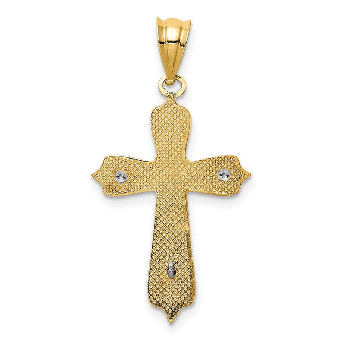 Million Charms 14K Two-Tone Gold Themed Relgious Crucifix Pendant