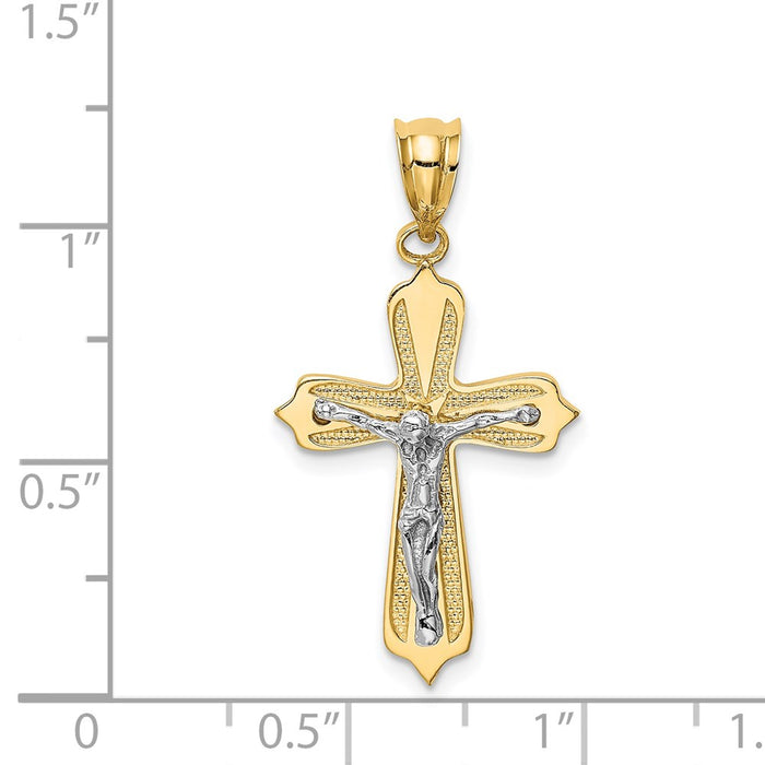 Million Charms 14K Two-Tone Gold Themed Relgious Crucifix Pendant