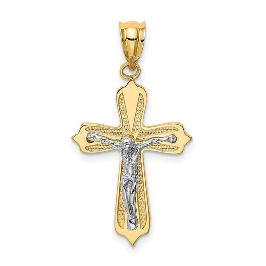 Million Charms 14K Two-Tone Gold Themed Relgious Crucifix Pendant
