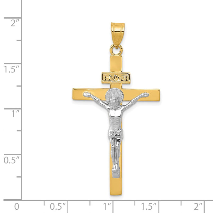 Million Charms 14K Two-Tone Inri Relgious Crucifix Pendant