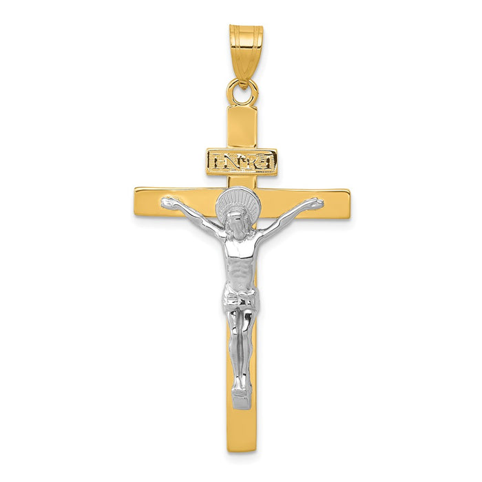 Million Charms 14K Two-Tone Inri Relgious Crucifix Pendant