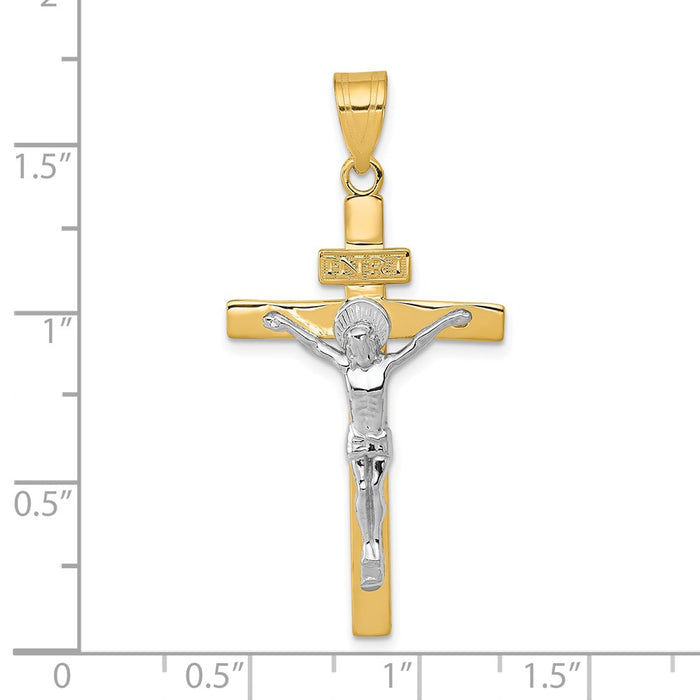 Million Charms 14K Two-Tone Inri Relgious Crucifix Pendant